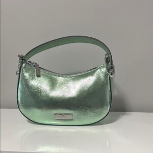 Kate Spade Green and Silver Crescent Shoulder Bag